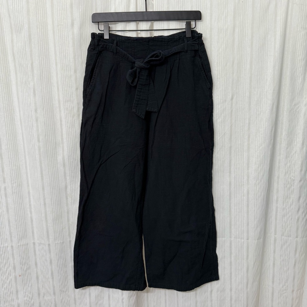 Black wide leg belted BP culotte wide leg trousers with pockets & attached belt